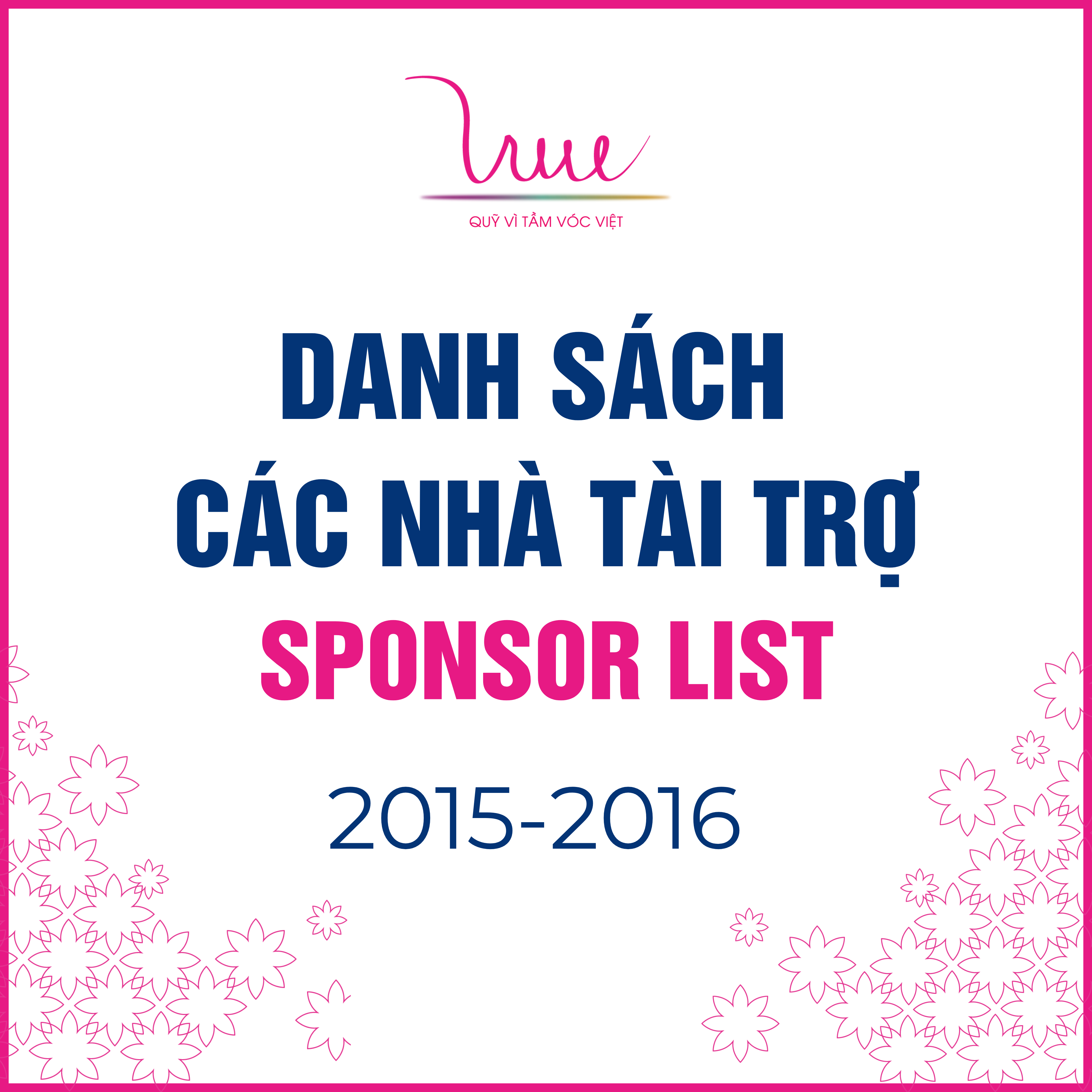 Sponsor list 2015 - 2016